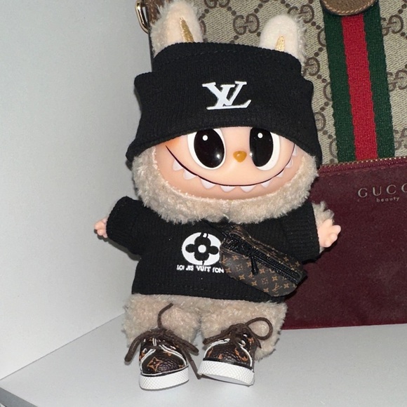 La BuBu featuring LV fashion outfit.Black and Brown Plush Toy - Picture 2 of 4